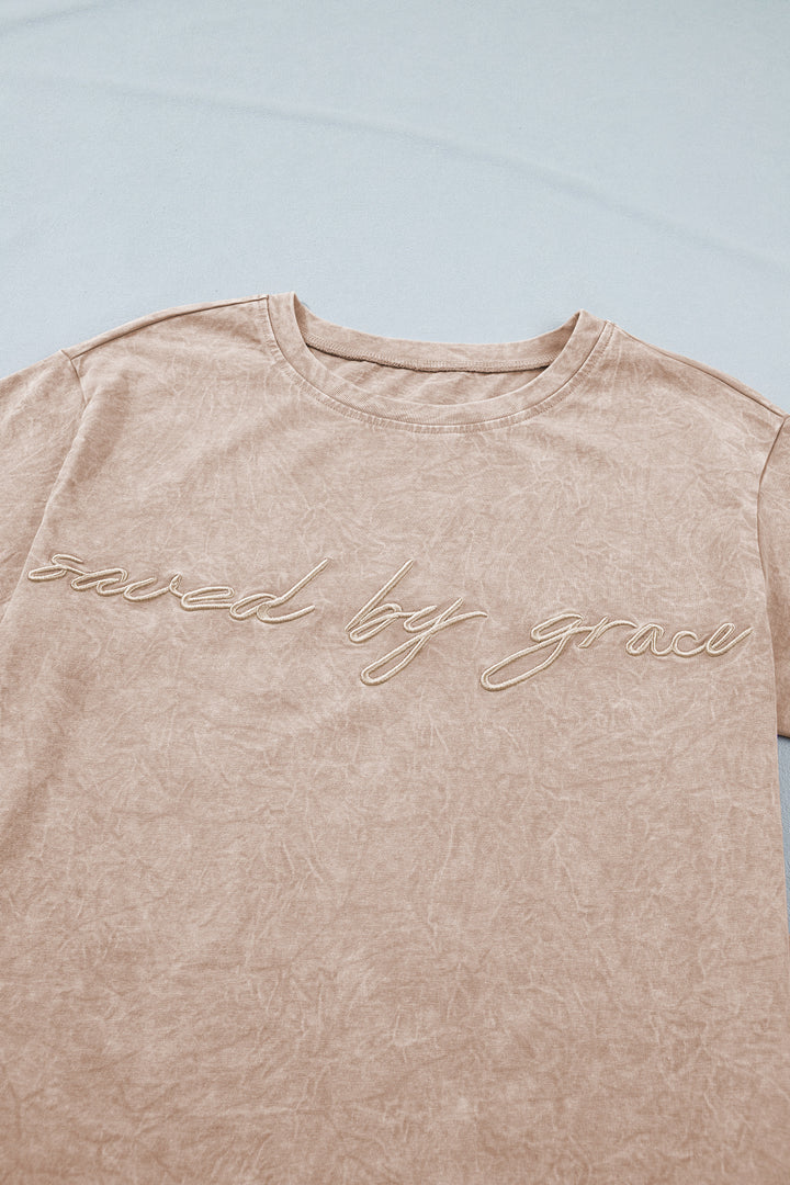 Casual saved by grace Mineral Washed Cotton T Shirt