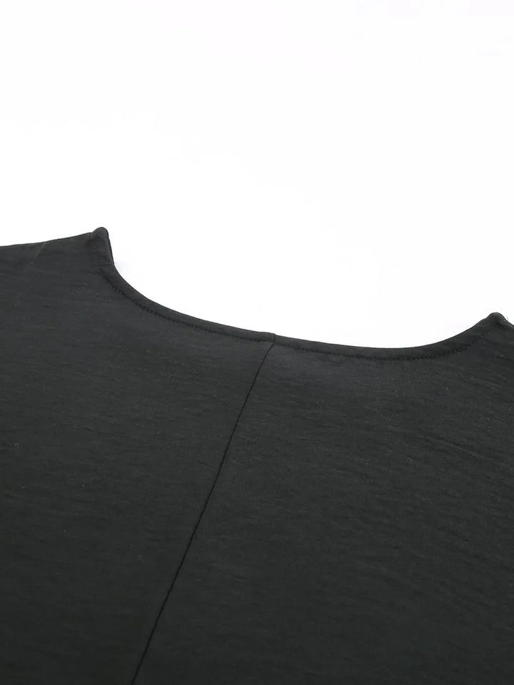 Round Neck Three-Quarter Sleeve Blouse