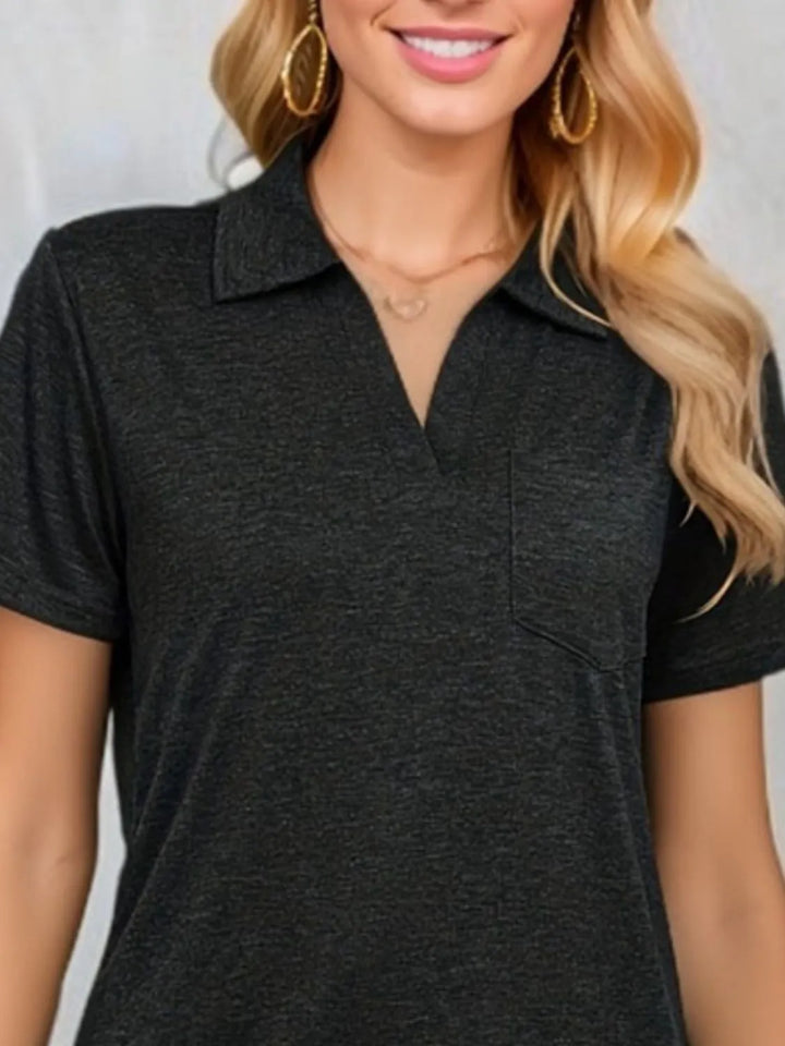 Johnny Collar Short Sleeve Top