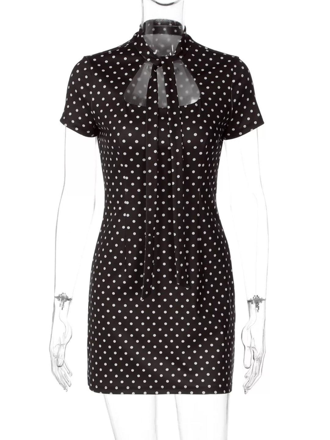 Polka Dot Cut-Out Front Mini Dress