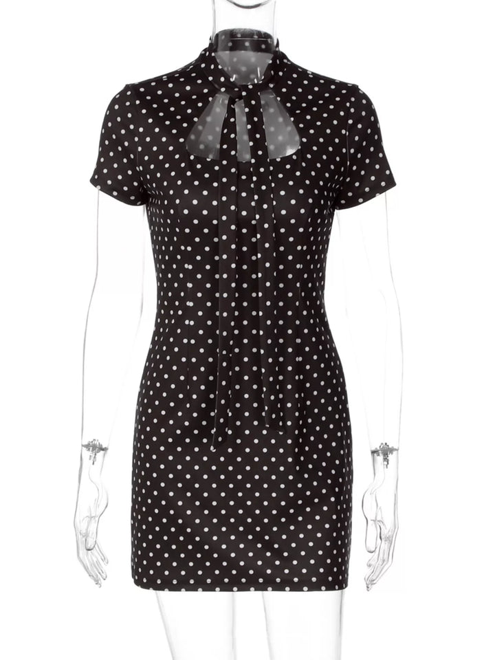 Polka Dot Cut-Out Front Mini Dress
