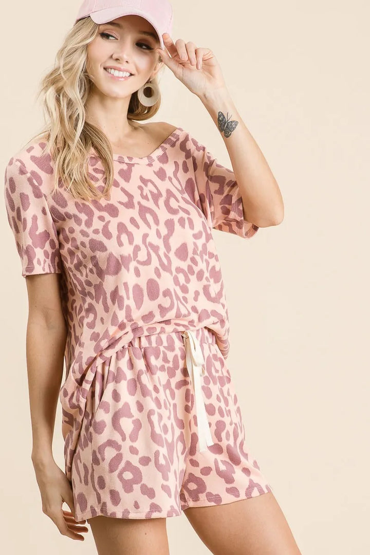 BiBi Leopard Shorts with Twill Tape Drawstring