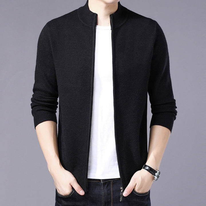 Mens Thickened Warm Solid-color Sweater