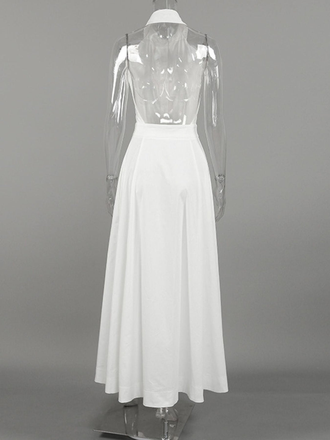 Backless Sleeveless Button Front Maxi Dress