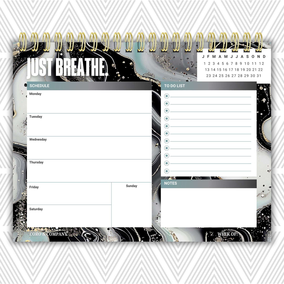 Just Breathe Weekly Desk Planner | Undated Self-Love Weekly Planner