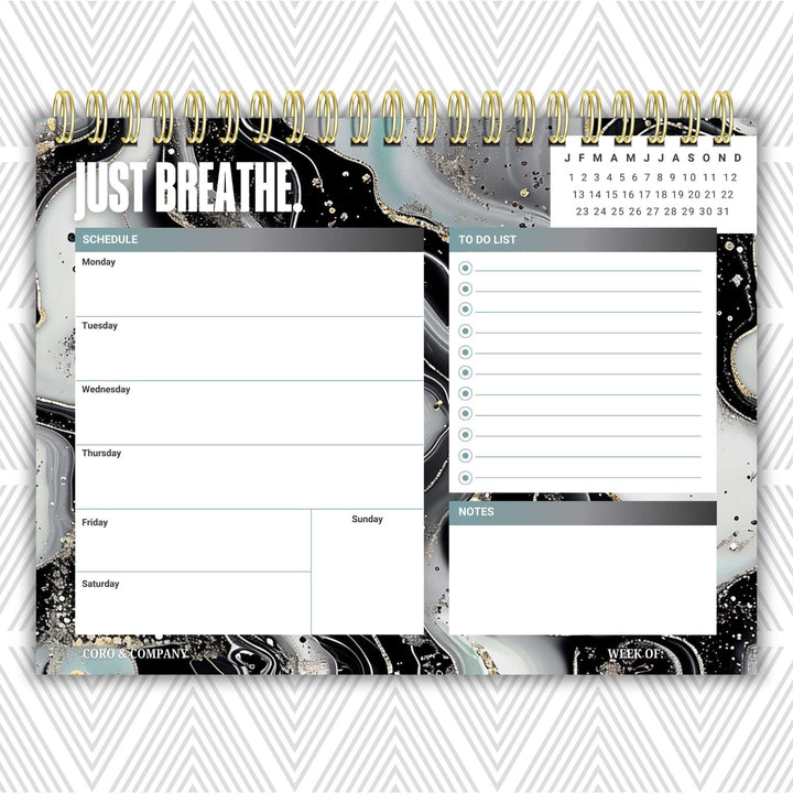 Just Breathe Weekly Desk Planner | Undated Self-Love Weekly Planner