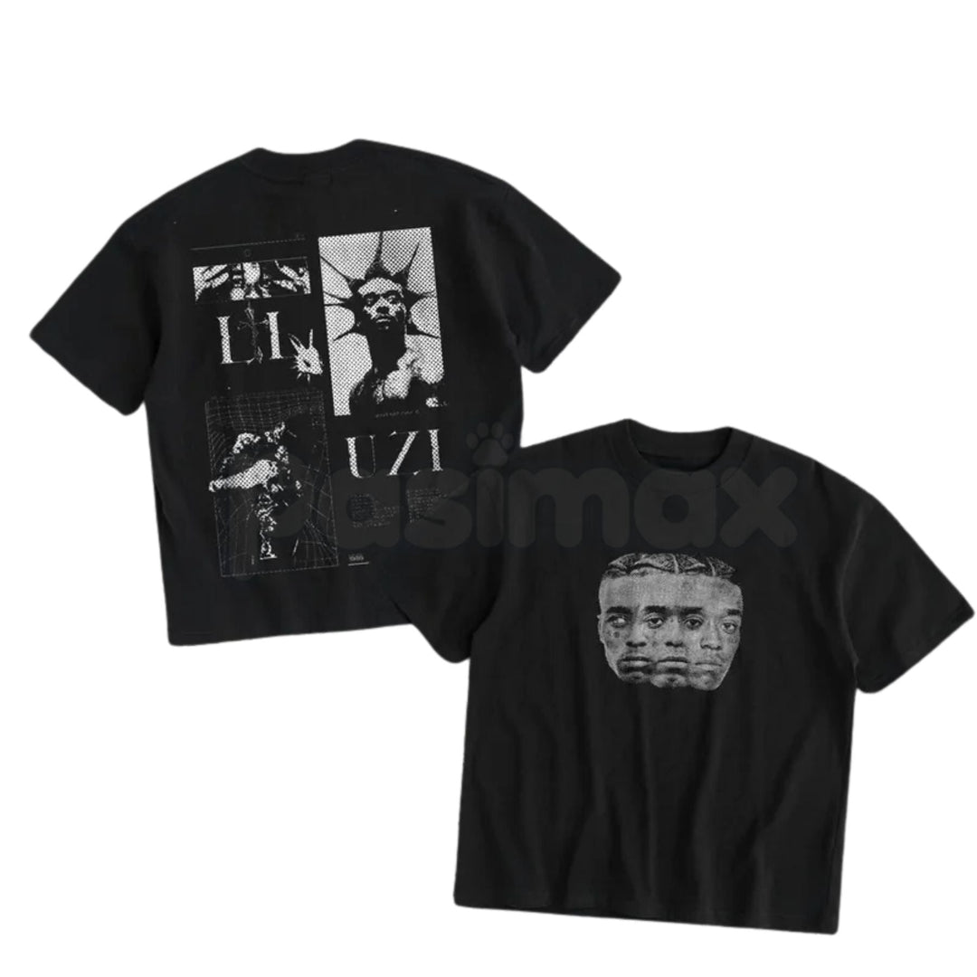 Uziii Double-Sided Heavy Cotton Graphic Tee - Premium Tactical Streetwear Shirt, Bold Urban Graphic Apparel, Heavyweight Double-Print Hypebeast Tee