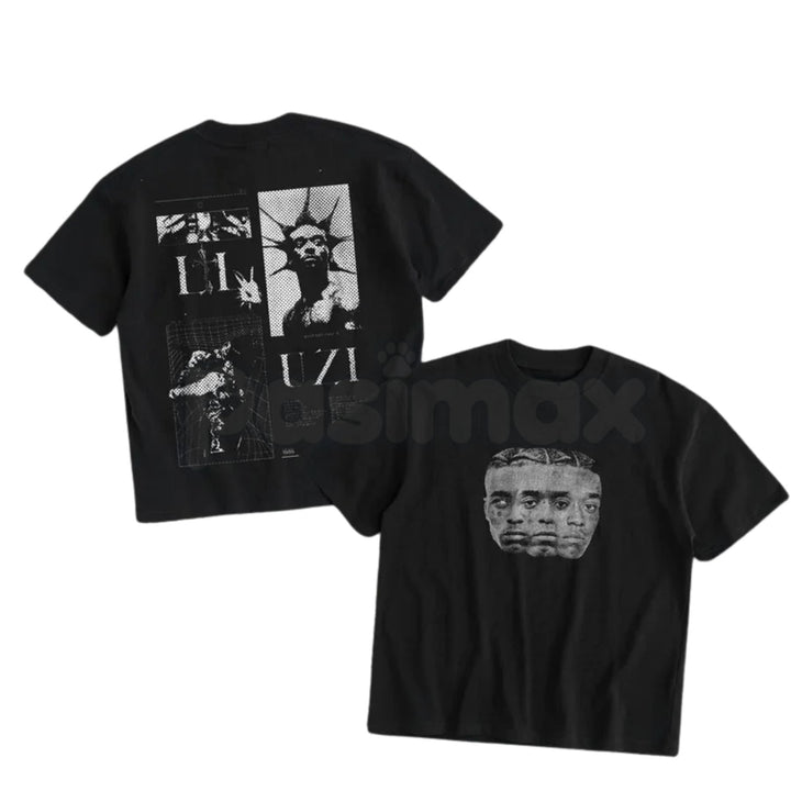 Uziii Double-Sided Heavy Cotton Graphic Tee - Premium Tactical Streetwear Shirt, Bold Urban Graphic Apparel, Heavyweight Double-Print Hypebeast Tee