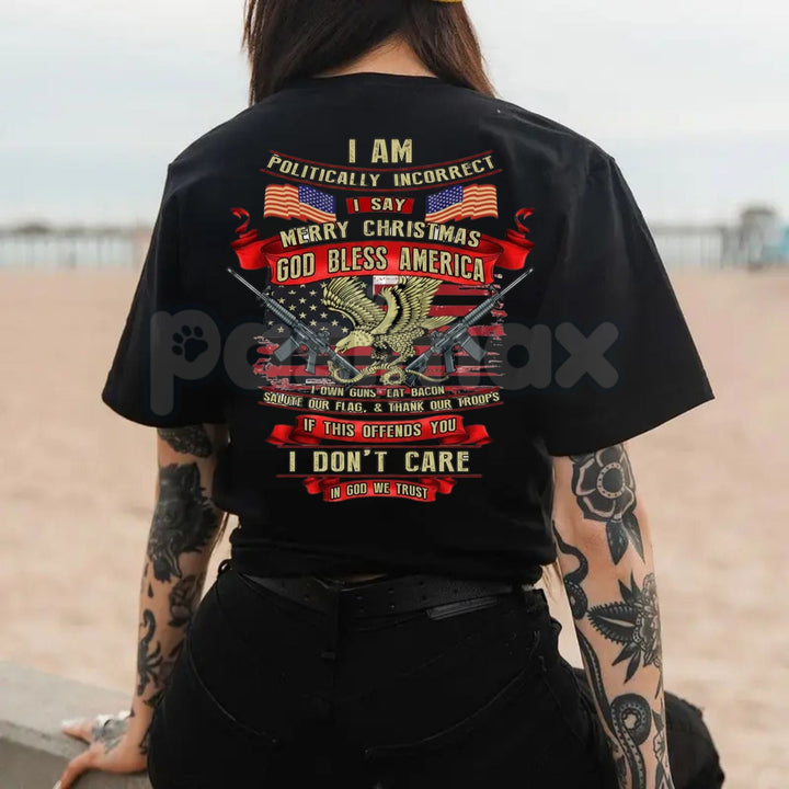 Politically Incorrect Merry Christmas T-Shirt - Funny Subversive Holiday Slogan Tee, Adult Christmas Humor Apparel, Anti-PC Statement Gift