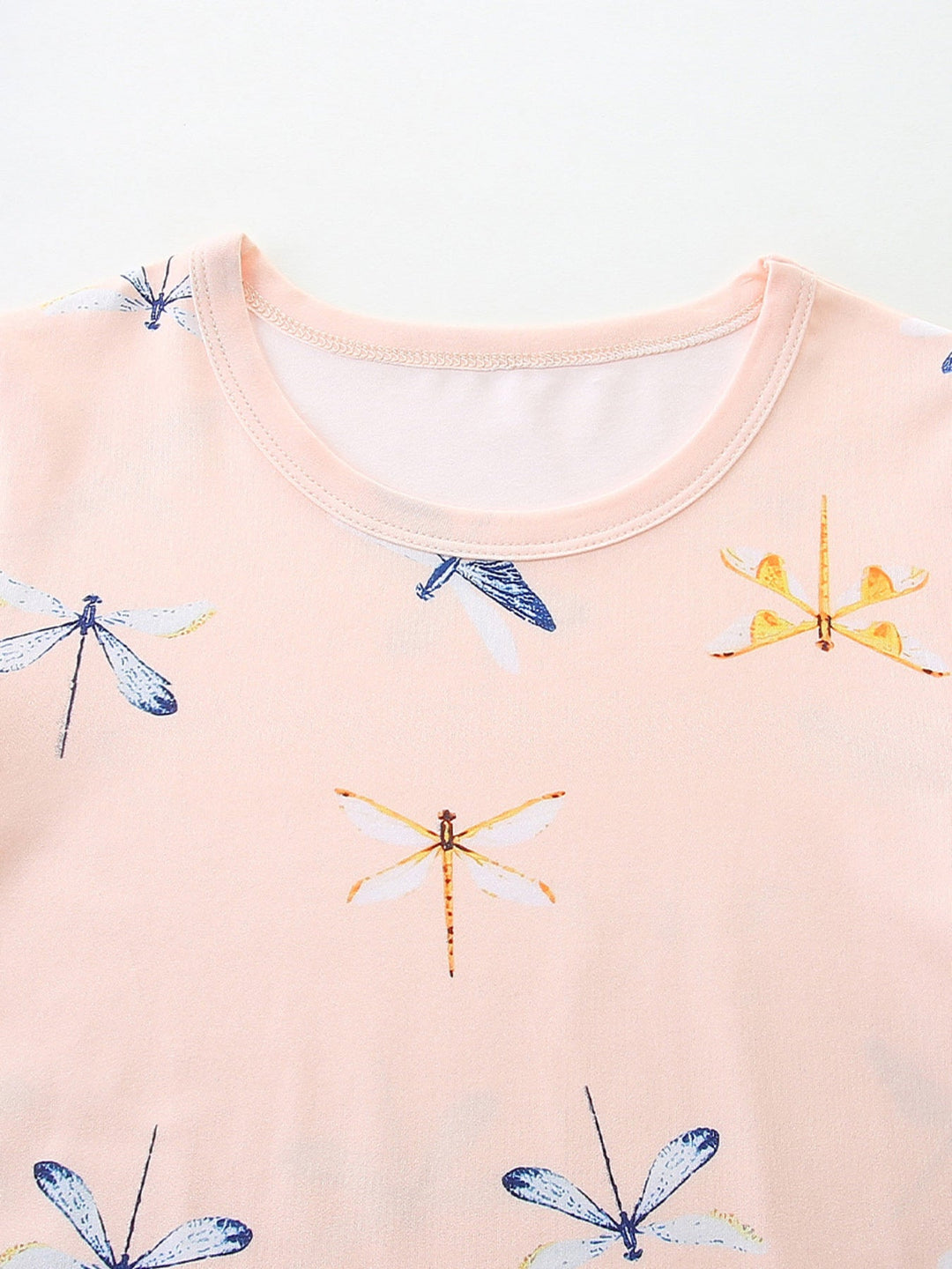 Children's Dragonfly Print Casual Tee and Shorts Set