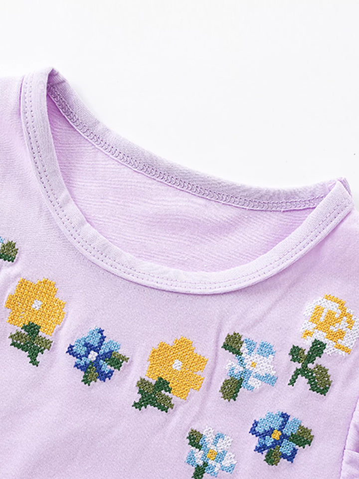 Children's Floral Embroidered Tulle Dress