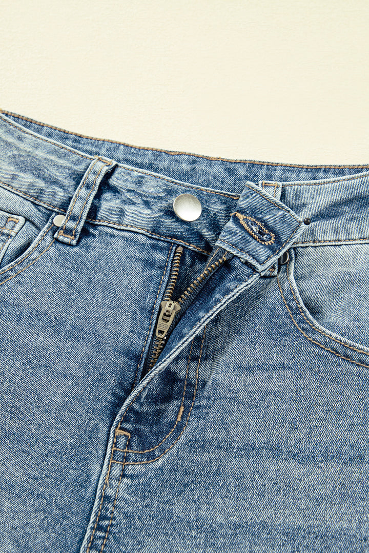 Dusk Blue Vintage Washed Seam Detail Shift Jeans