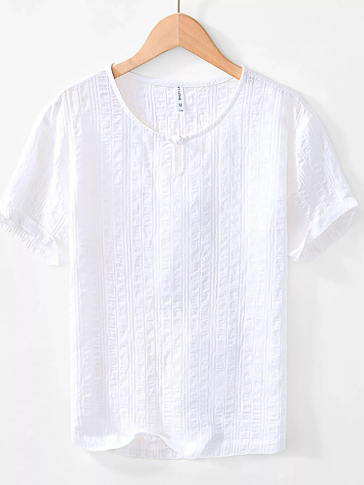Men's Plus Size Textured Short Sleeve Blouse