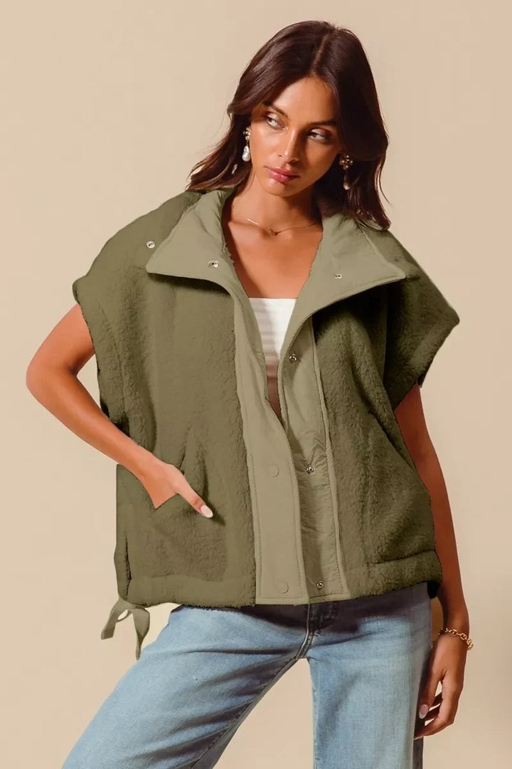 SO ME Over Sized Soft Sherpa Fur Sleeveless Vest Jacket