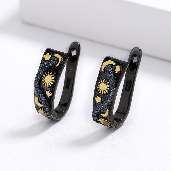 Exquisite Womens Star And Moon Earrings