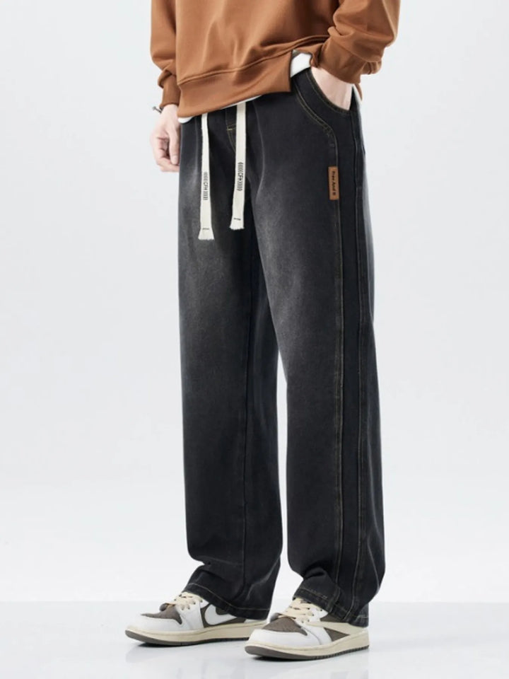 Men's Full Size Washed Loose Fit Wide Leg Jeans Plus Size