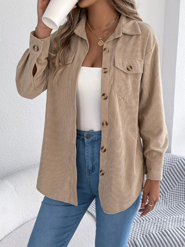 Casual Corduroy Button-Up Shacket