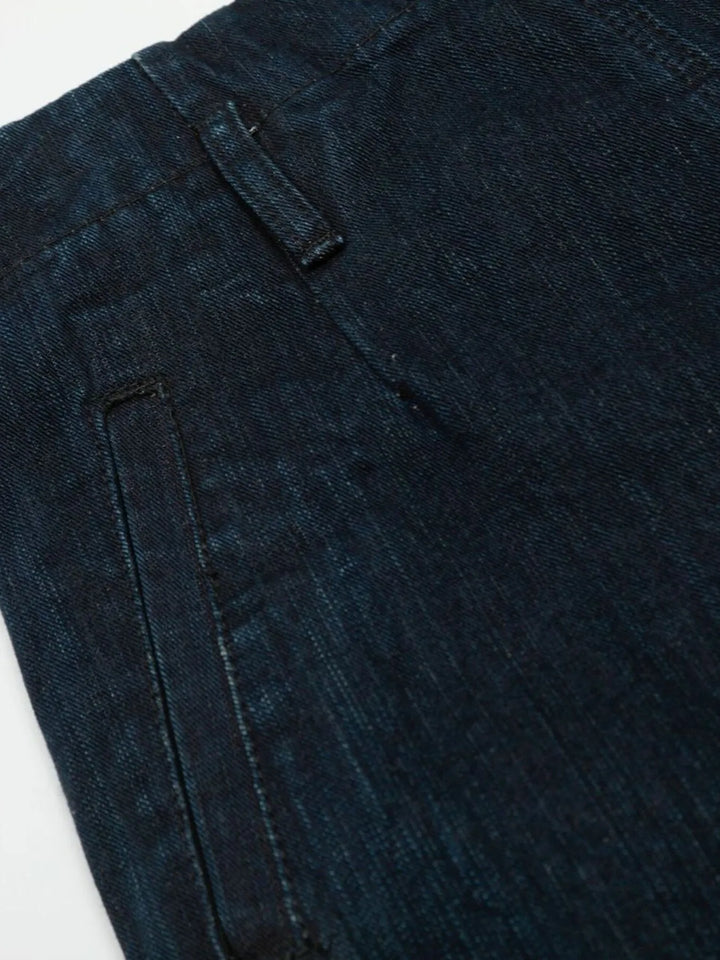 Men's Washed Button Fly Curved Jeans