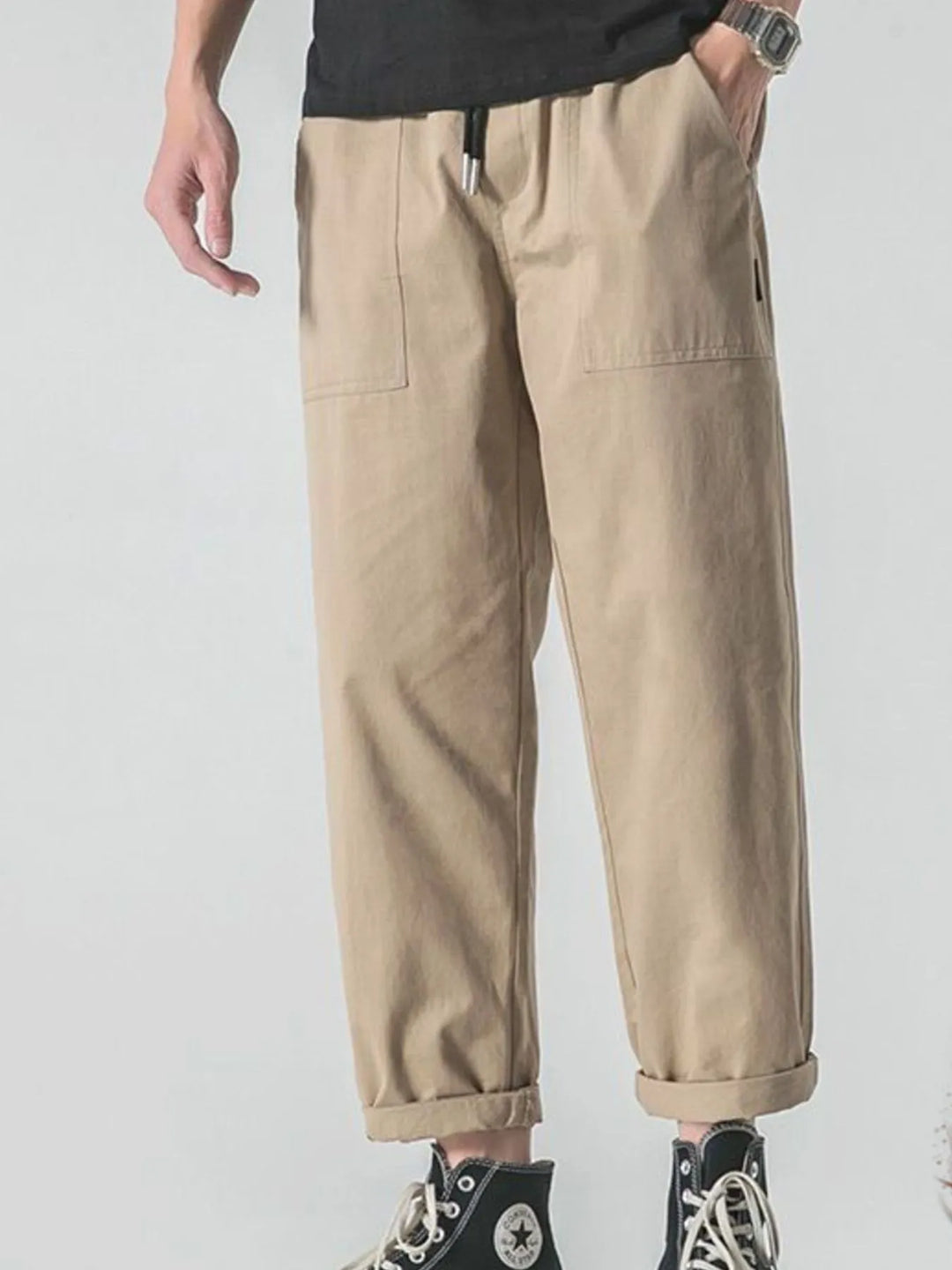 Men's Plus Size Drawstring Wide Leg Pants