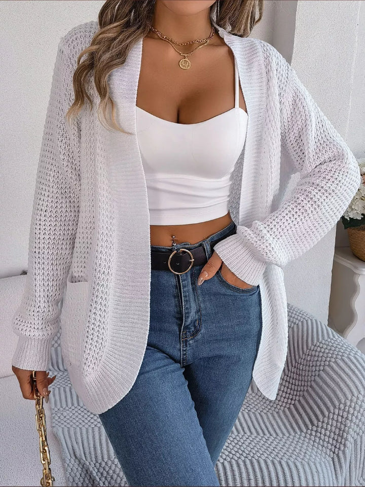 Chunky Knit Open Front Cardigan with Pockets