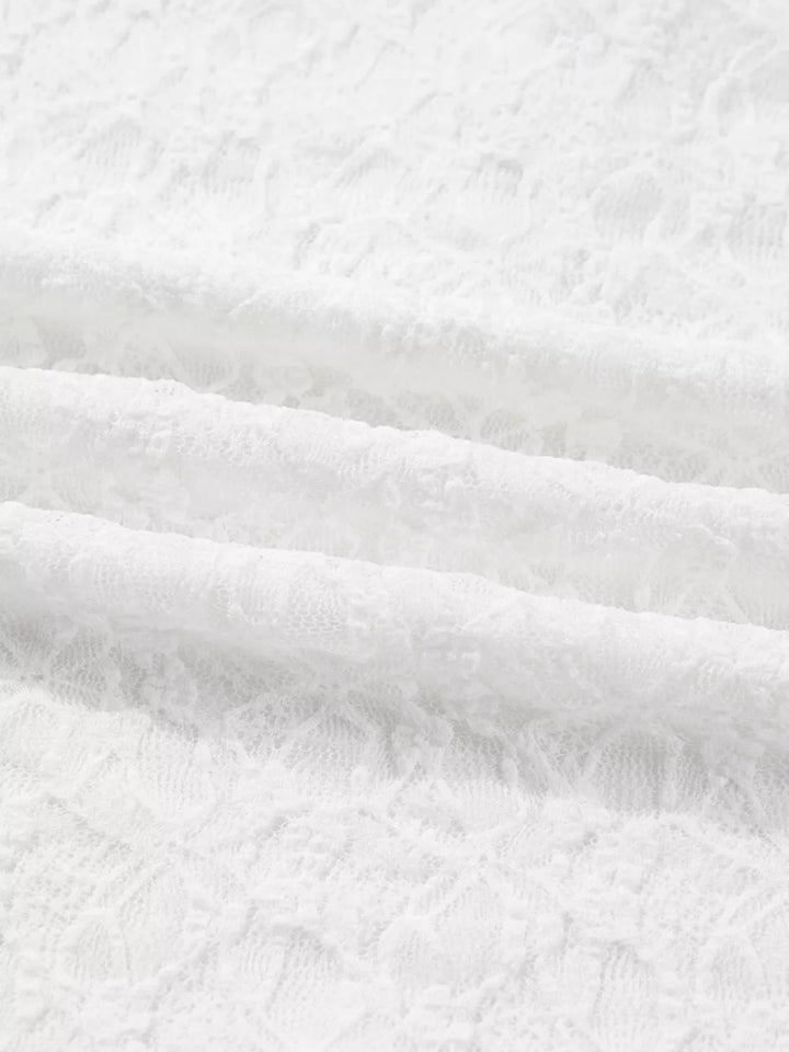 Sheer Lace Long Sleeve Slim Henley Top