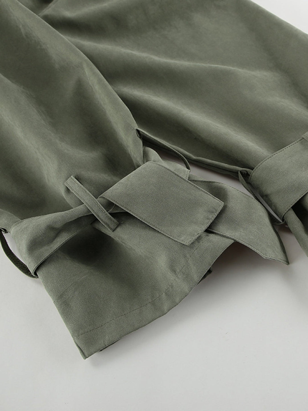 Lapel Collar Tie Waist Trench Jacket