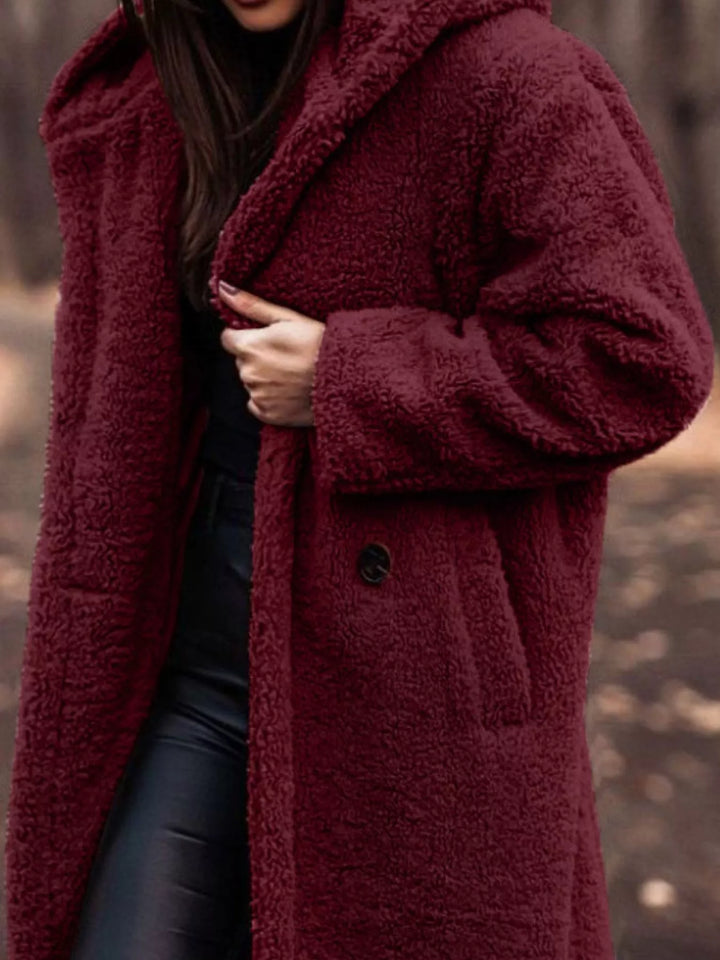 Teddy Bear Hooded Longline Outerwear