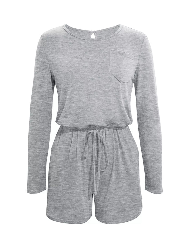 Long Sleeve Drawstring Romper