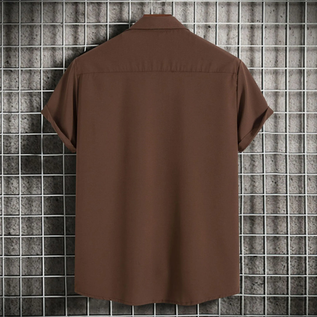 Men's Plus Size Casual Short Sleeve Button-Up Shirt