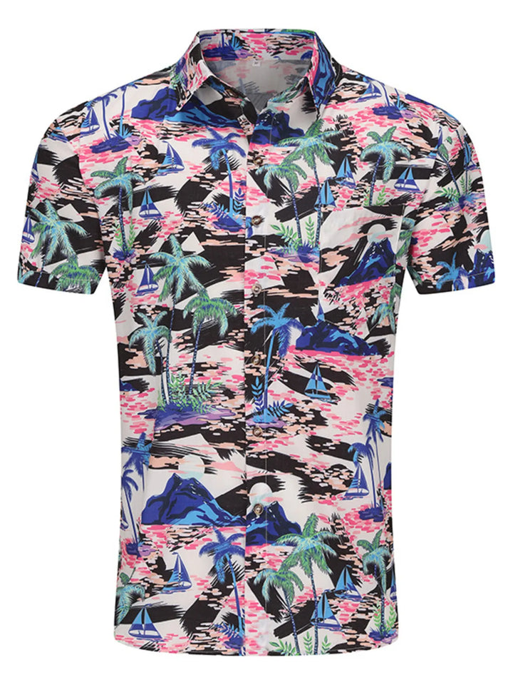 Men's Plus Size Printed Button Up Long Sleeve Shirt