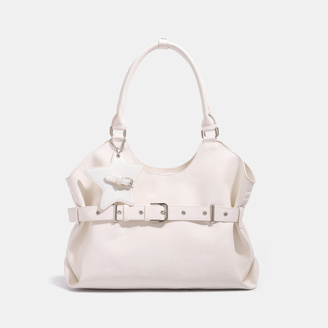 Belt-designed Single-shoulder Tote Bag Large Capacity For Women