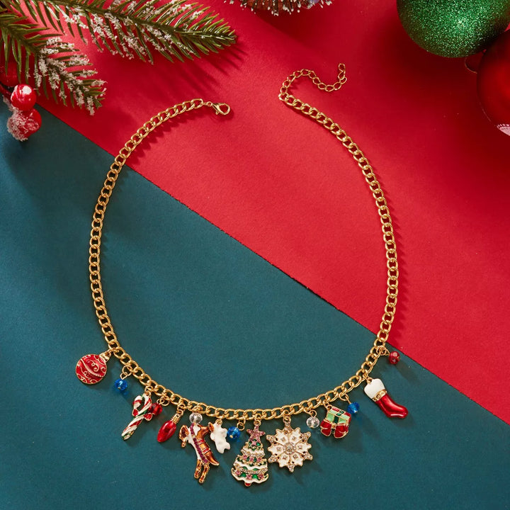 18K Gold-Plated Christmas Charm Necklace