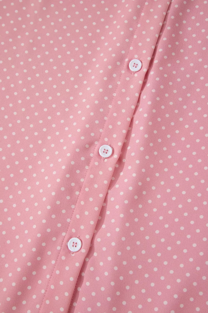 Casual Polka Dot Print Button Down Shirt