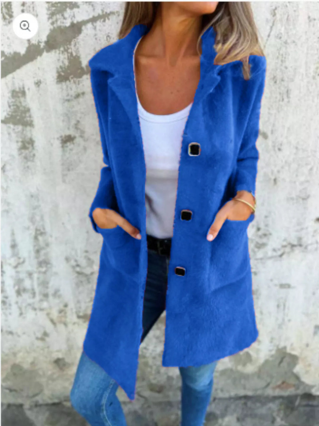 Full Size Button-Down Long Sleeve Longline Coat Plus Size