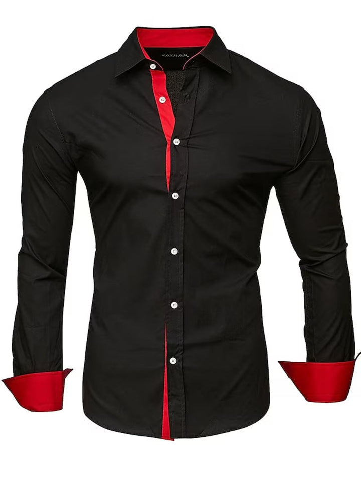 Men's Slim Fit Contrast Trim Long Sleeve Shirt