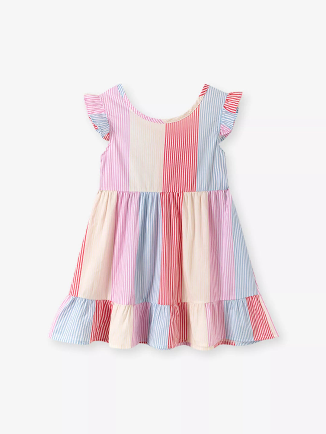 Children's Striped Ruffle Sleeve Casual Dress