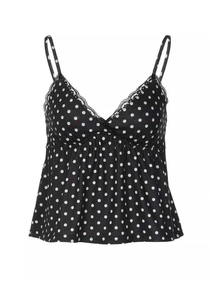 Polka Dot Lace Trim Cami