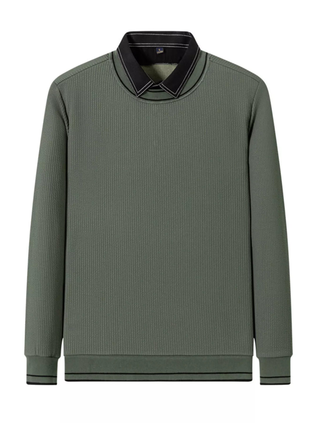 Men's Plus Size Collared Neck Ribbed Sweater