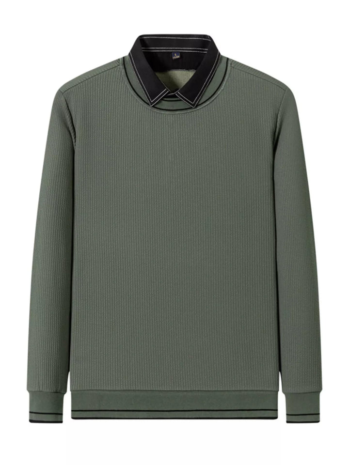 Men's Plus Size Collared Neck Ribbed Sweater