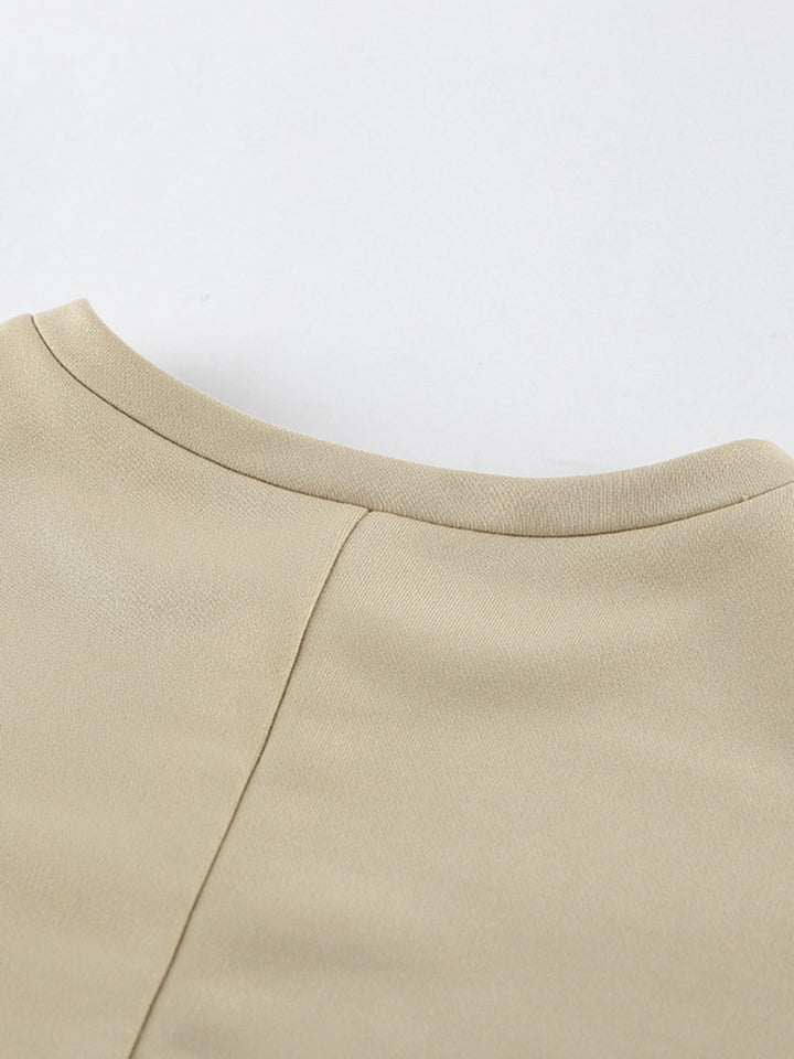 Round Neck Top and Wide Leg Pants Set