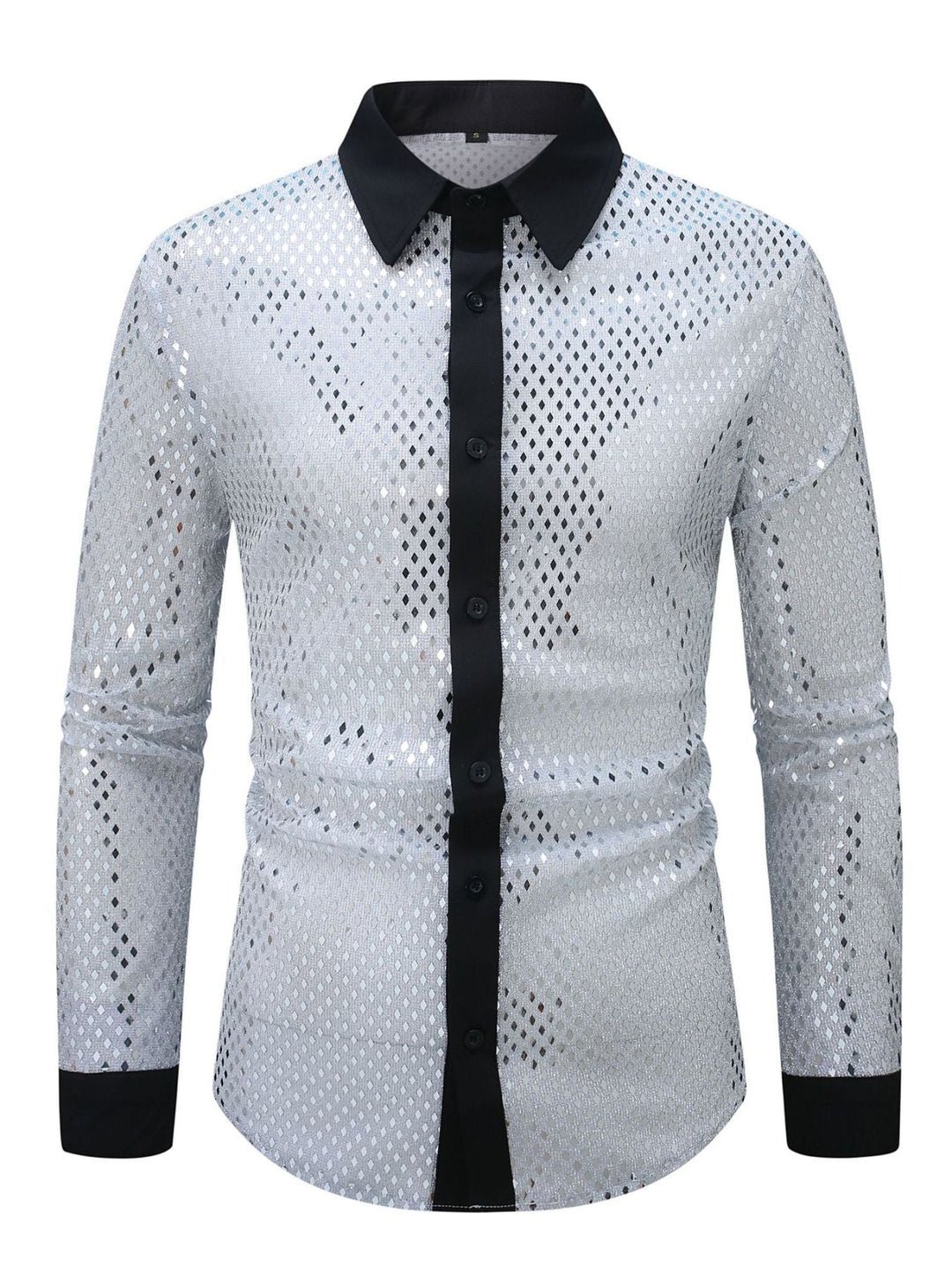 Men's Full Size Openwork Long Sleeve Shirt Plus Size