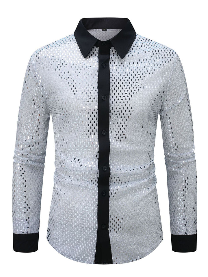 Men's Full Size Openwork Long Sleeve Shirt Plus Size