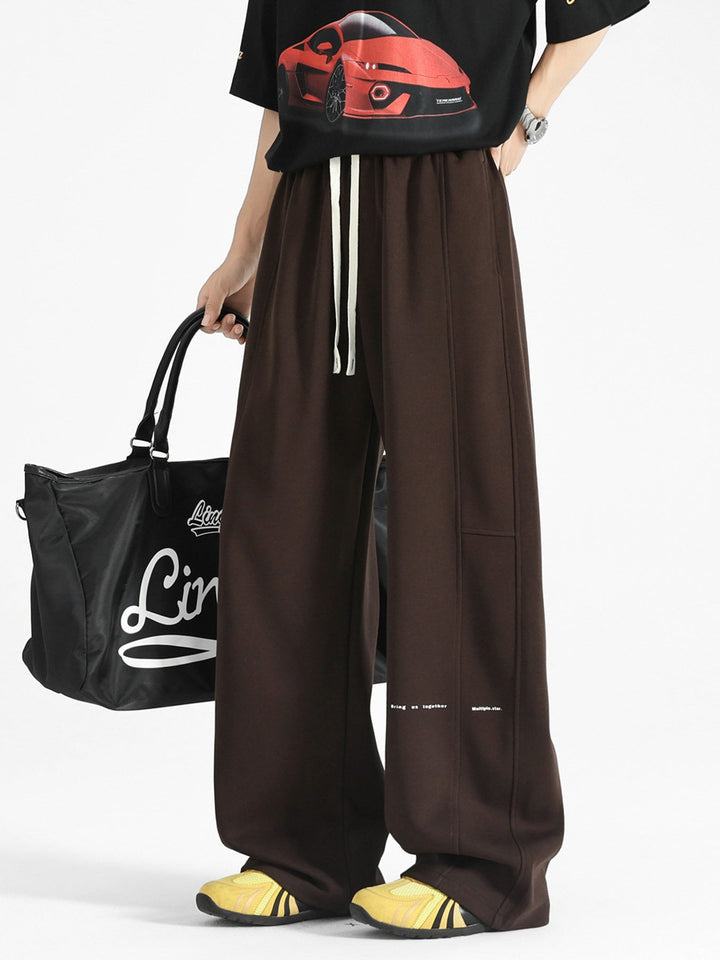 Men's Plus Size Drawstring Wide Leg Casual Pants