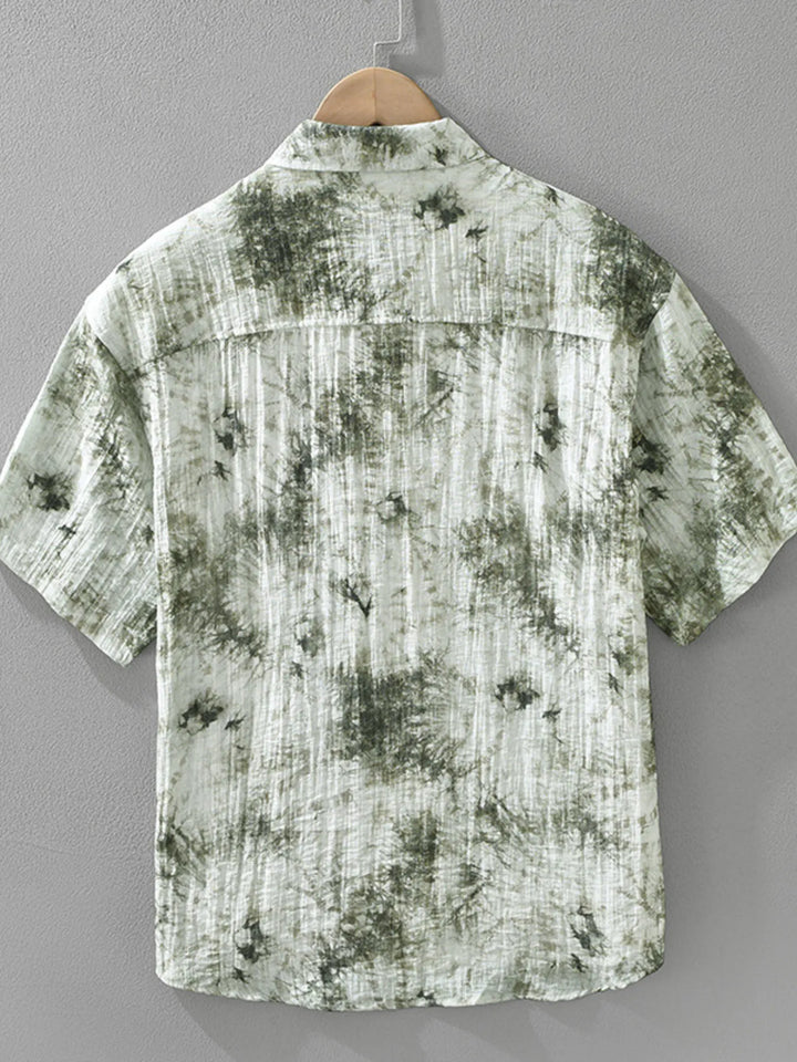 Men's Plus Size Printed Button Up Short Sleeve Shirt
