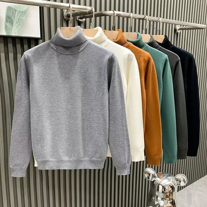 Mens Loose-fitting Warm Turtleneck Knit Sweater