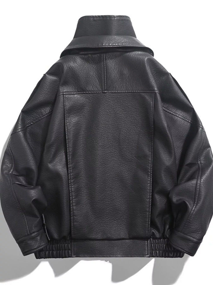 Men's Zip Up Leather Moto Jacket