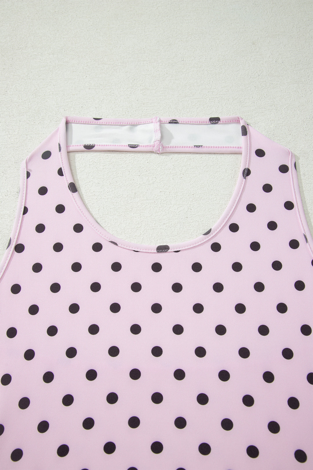 Pink Polka Dot Halter Tank Drawstring Elastic Waist Short Set
