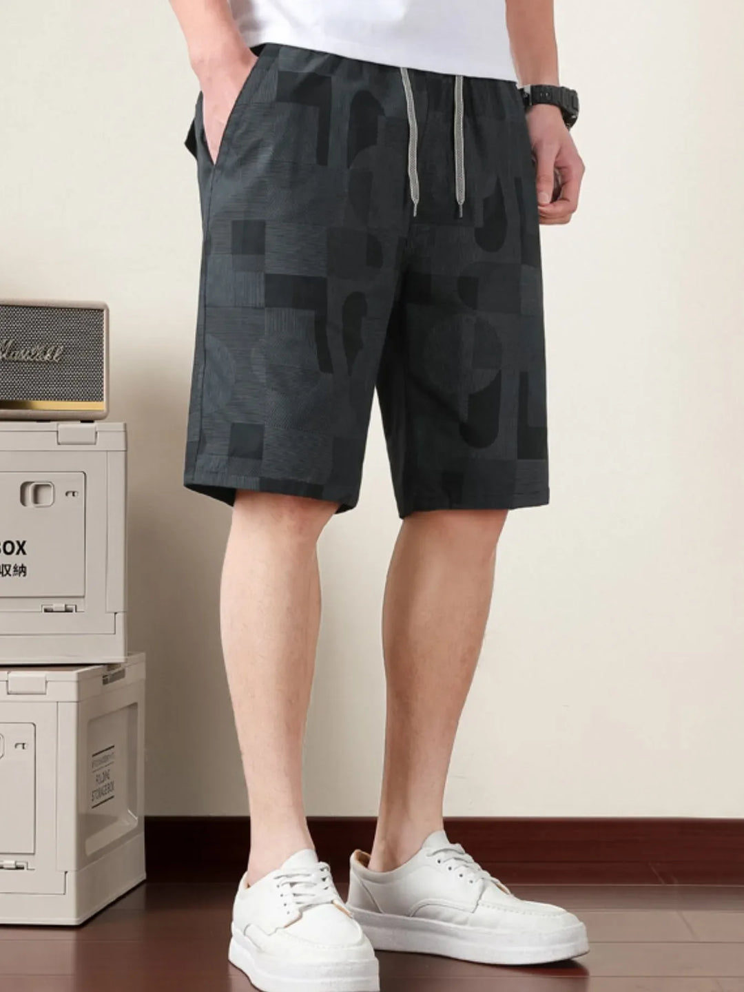 Men's Plus Size Drawstring Shorts with Pockets