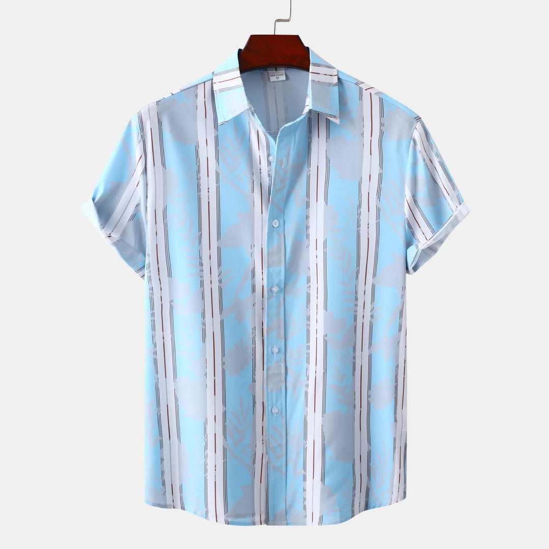 Men's Plus Size Casual Striped Short Sleeve Button-Up Shirt