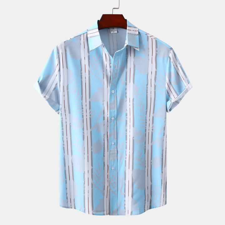 Men's Plus Size Casual Striped Short Sleeve Button-Up Shirt